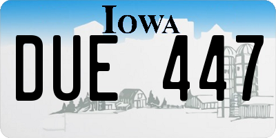 IA license plate DUE447