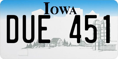 IA license plate DUE451