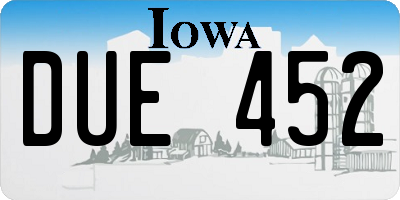 IA license plate DUE452
