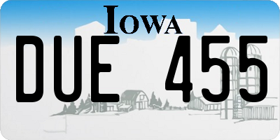 IA license plate DUE455