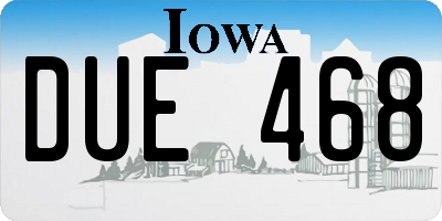 IA license plate DUE468