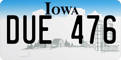 IA license plate DUE476