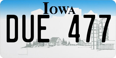 IA license plate DUE477