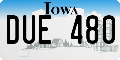 IA license plate DUE480