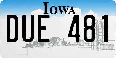 IA license plate DUE481