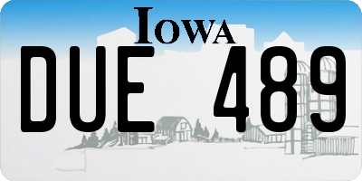 IA license plate DUE489