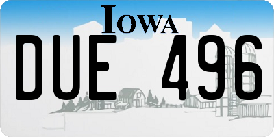 IA license plate DUE496