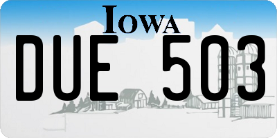 IA license plate DUE503