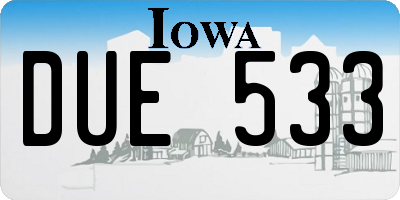 IA license plate DUE533