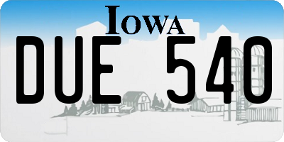 IA license plate DUE540