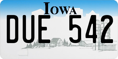 IA license plate DUE542