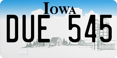 IA license plate DUE545