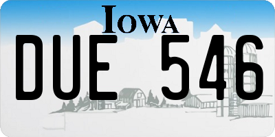 IA license plate DUE546