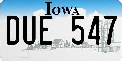 IA license plate DUE547