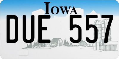 IA license plate DUE557