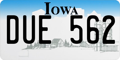 IA license plate DUE562