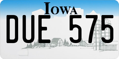 IA license plate DUE575