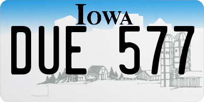 IA license plate DUE577