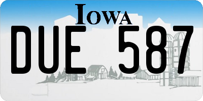 IA license plate DUE587