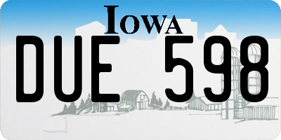 IA license plate DUE598