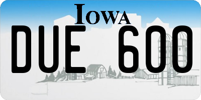 IA license plate DUE600