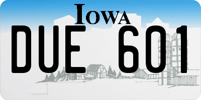 IA license plate DUE601