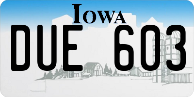 IA license plate DUE603