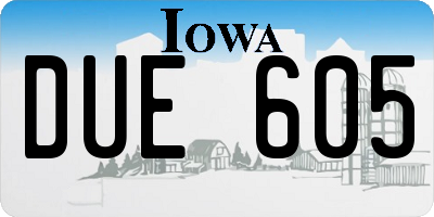 IA license plate DUE605