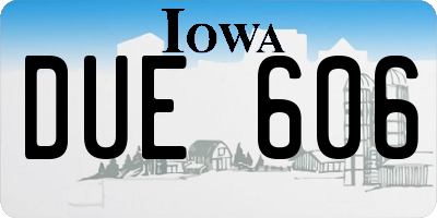 IA license plate DUE606