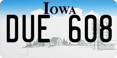 IA license plate DUE608