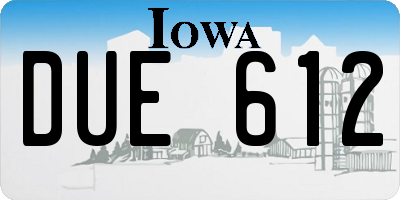 IA license plate DUE612