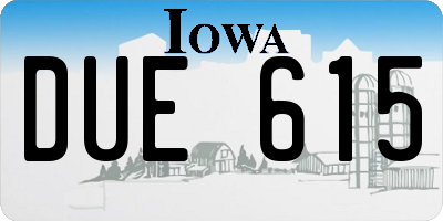 IA license plate DUE615