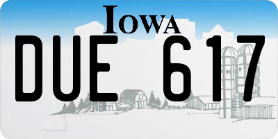 IA license plate DUE617