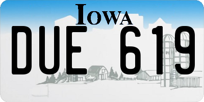 IA license plate DUE619