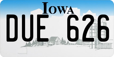 IA license plate DUE626