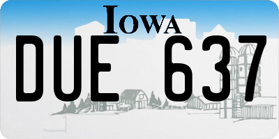 IA license plate DUE637