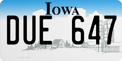 IA license plate DUE647