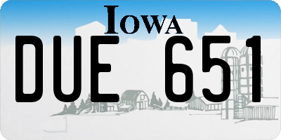 IA license plate DUE651