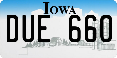 IA license plate DUE660