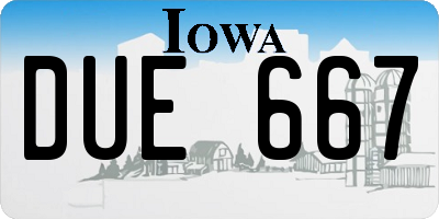 IA license plate DUE667