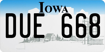 IA license plate DUE668
