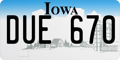 IA license plate DUE670