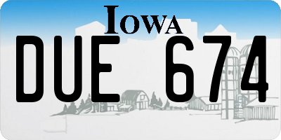 IA license plate DUE674