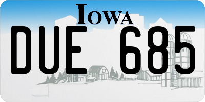 IA license plate DUE685
