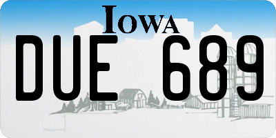 IA license plate DUE689