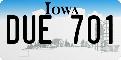 IA license plate DUE701