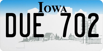 IA license plate DUE702