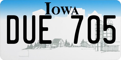 IA license plate DUE705