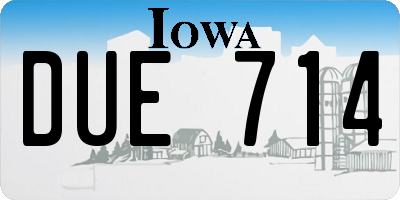 IA license plate DUE714