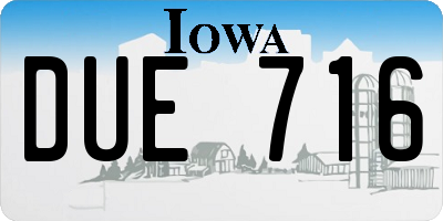 IA license plate DUE716